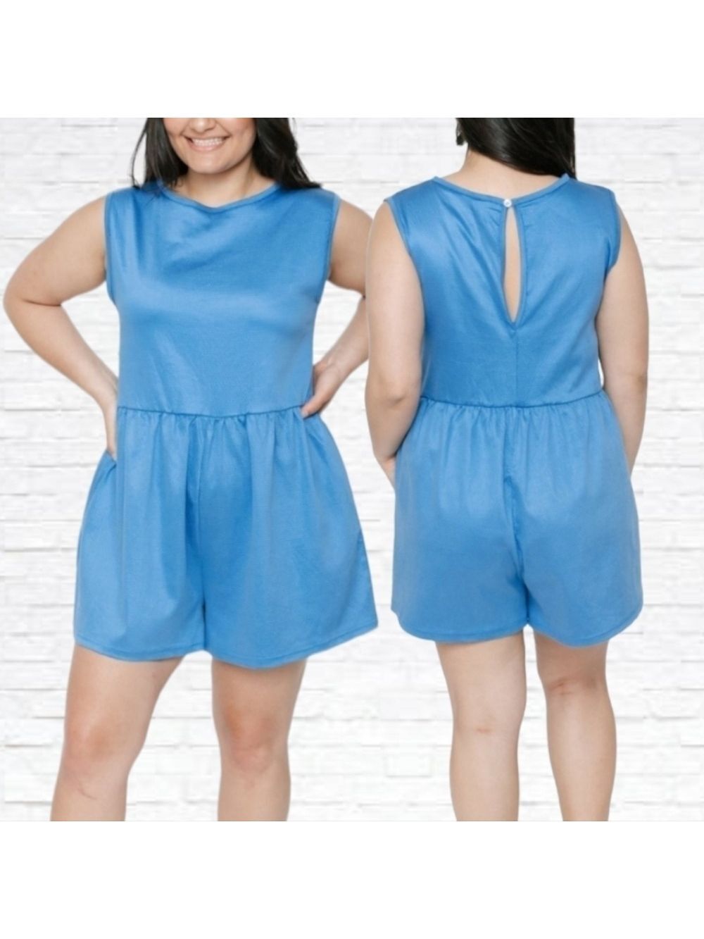 Smash + Tess Bubbly Blue Universal Shorty Romper Size S NWOT
